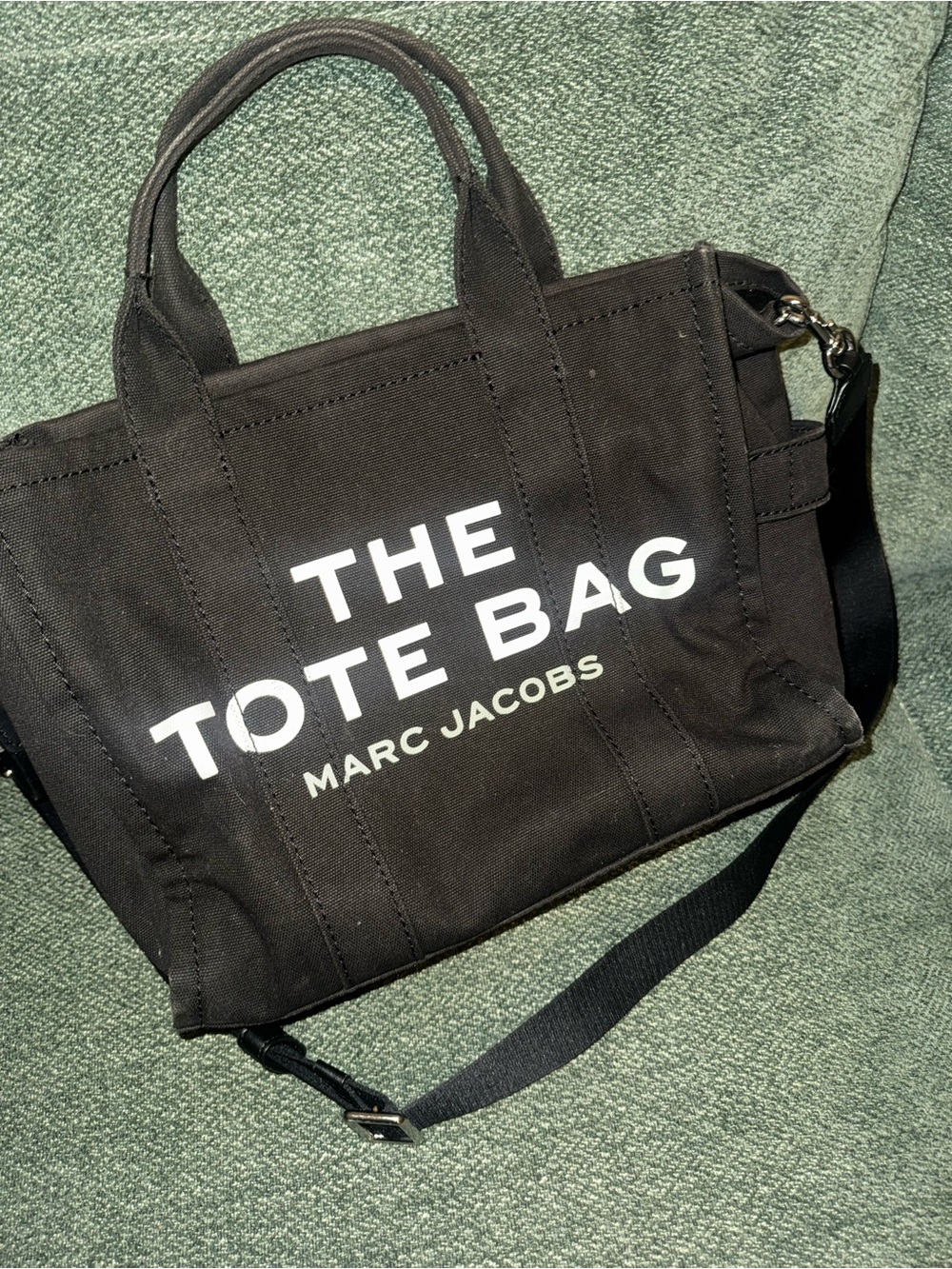 Marc Jacobs Black Canvas 'The Tote Bag' with White Logo